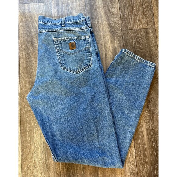 Carhartt Tall Men's Size 40X36 Relaxed Fit Tapered Leg Blue Jeans B17-DST - Picture 1 of 10